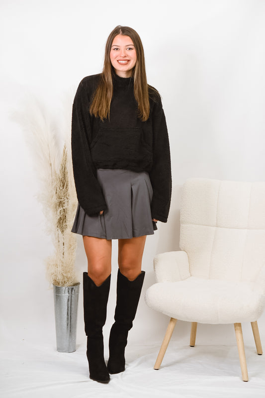 Cozy Nights Black Sherpa Pullover