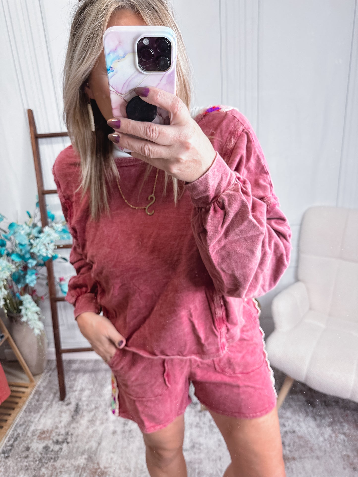 Sunset Stitches Mineral Wash Lounge Set