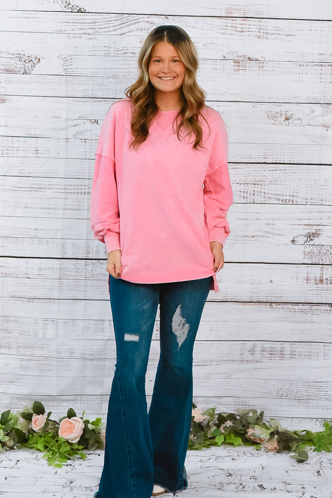Free To Fall Pink Oversized Top