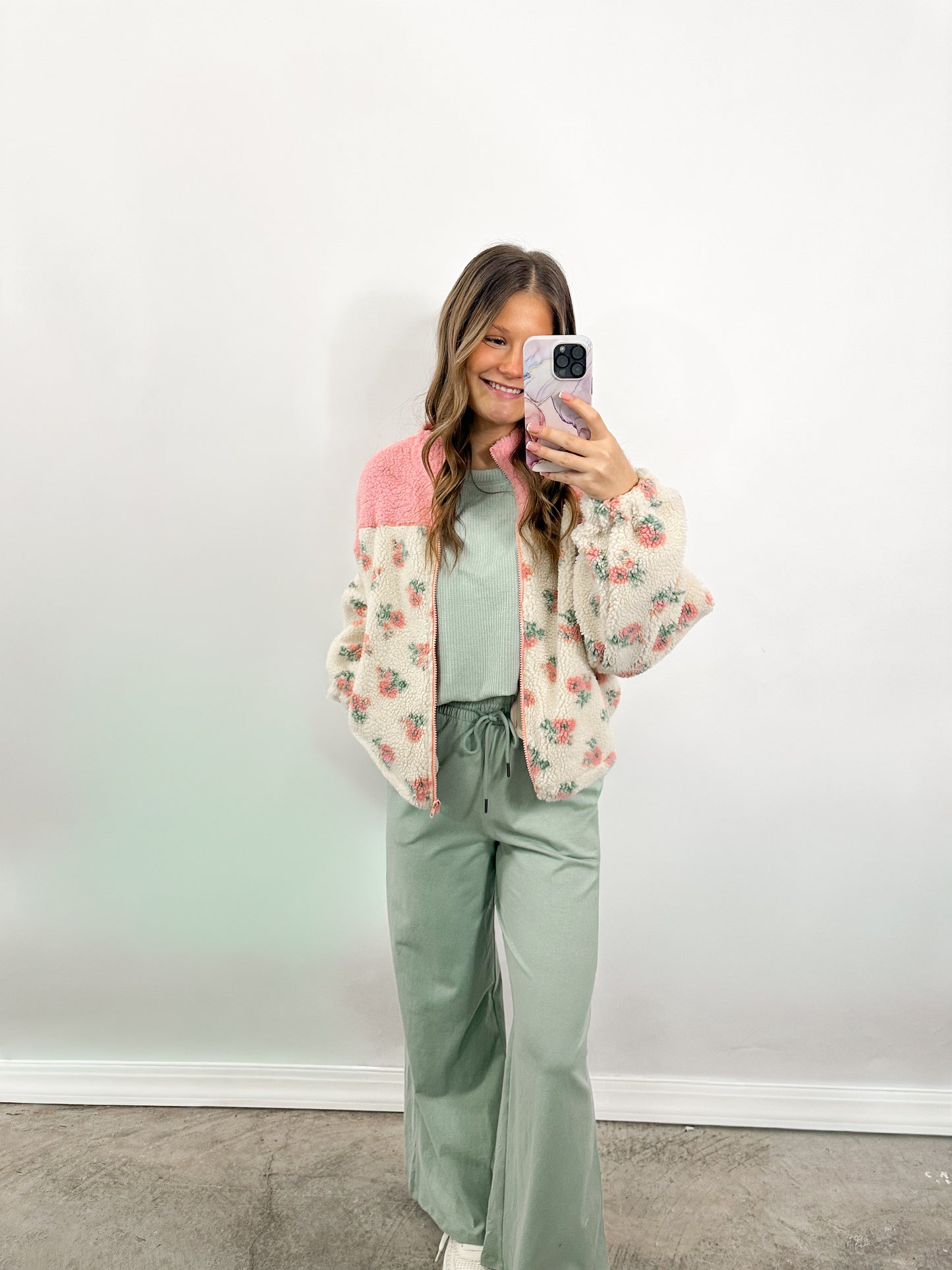 Sweet Blossom Sherpa Zip Jacket