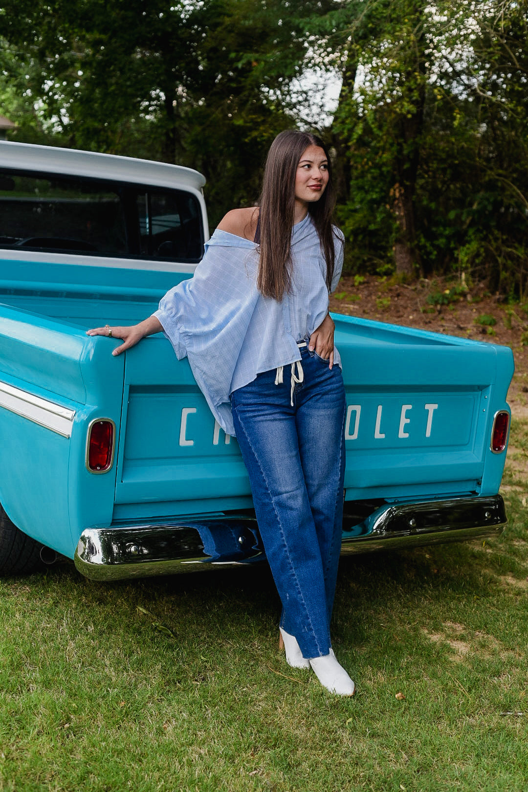 Coastal Blue Airflow Button-Up Top
