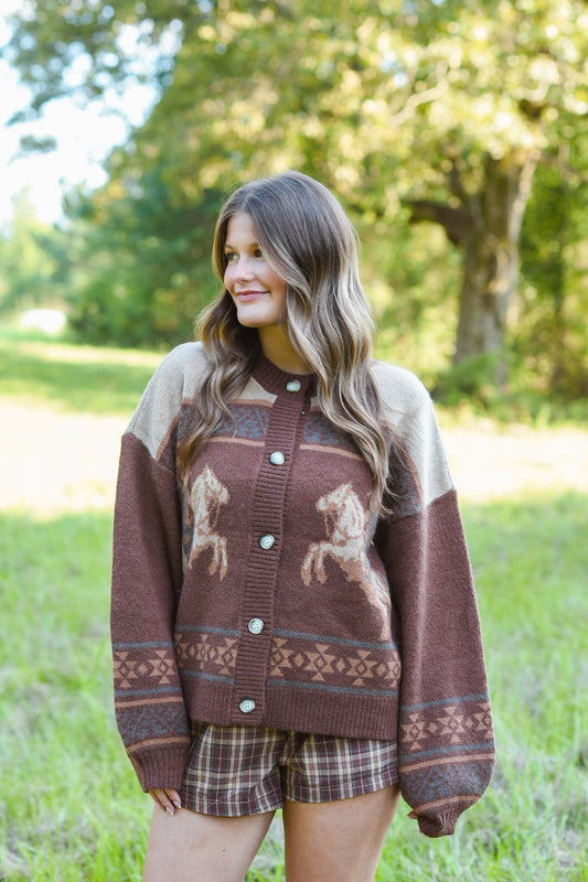 Wild at Heart Horse Cardigan