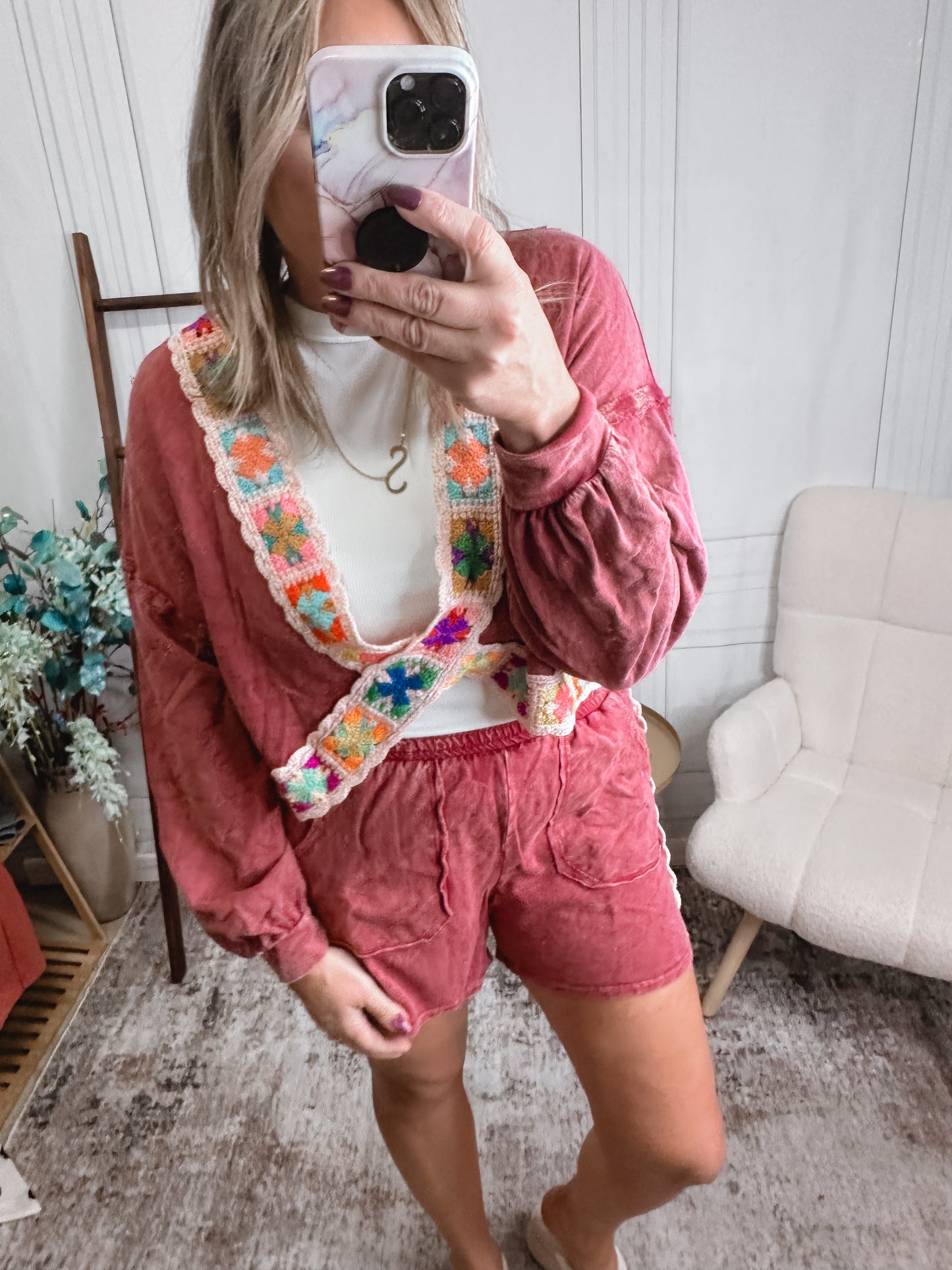 Sunset Stitches Mineral Wash Lounge Set