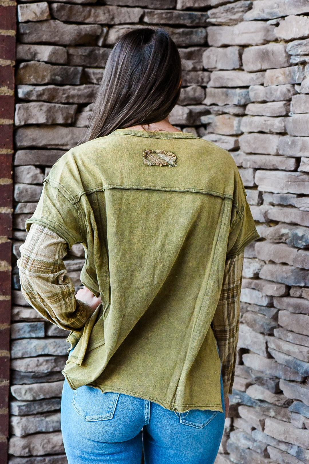 Varsity Vibes Plaid Sleeve Tee