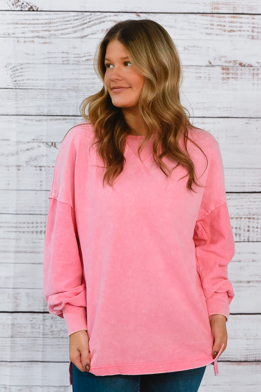 Free To Fall Pink Oversized Top