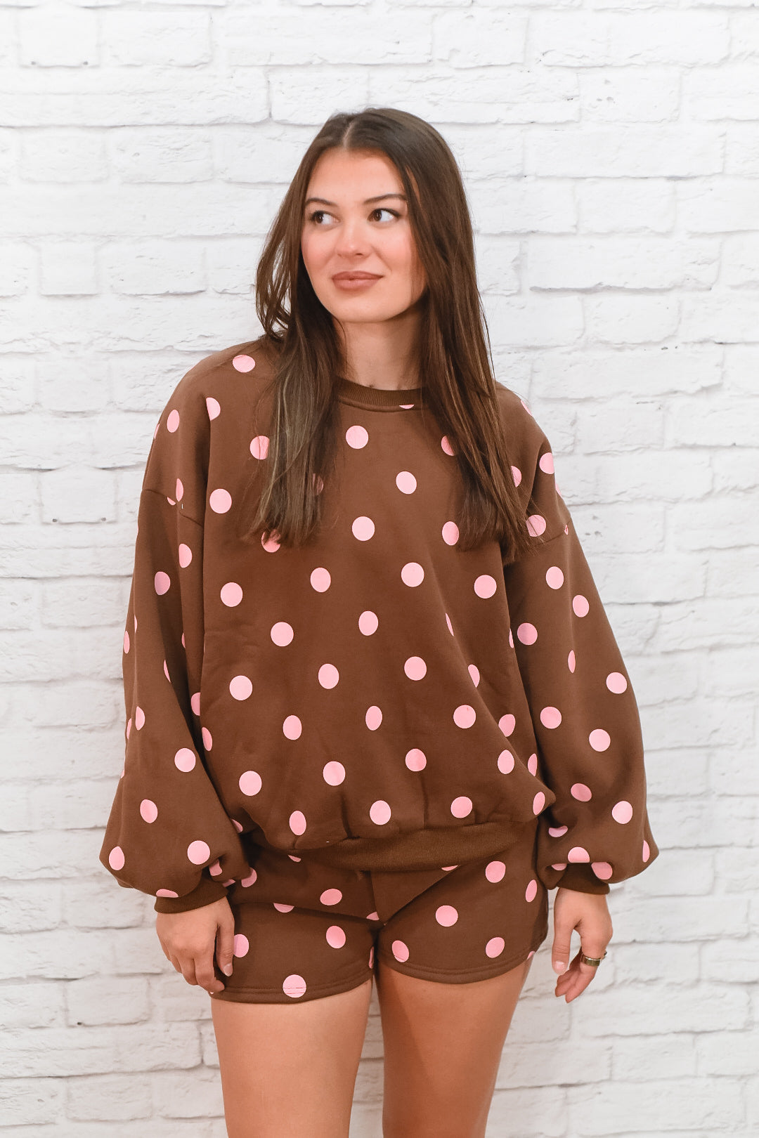 Cocoa Cutie Pink Polka-Dot Sweatshirt & Shorts Set