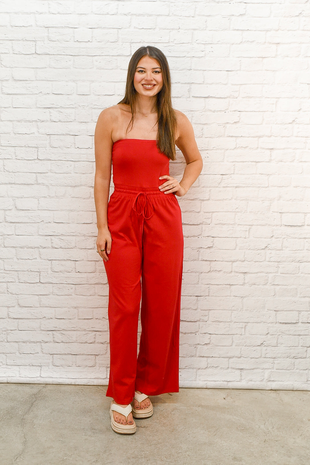Cherry Coast Strapless Jumpsuit