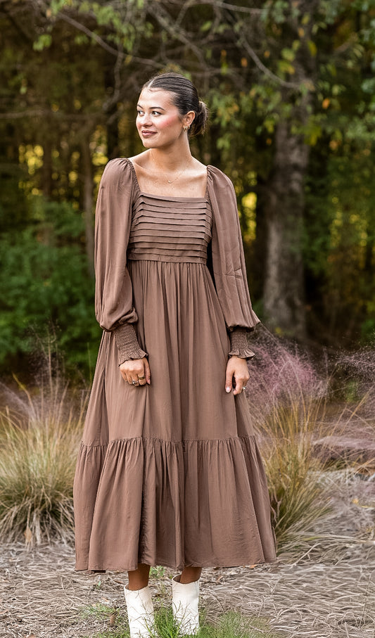 Mocha Muse Pleated Dress