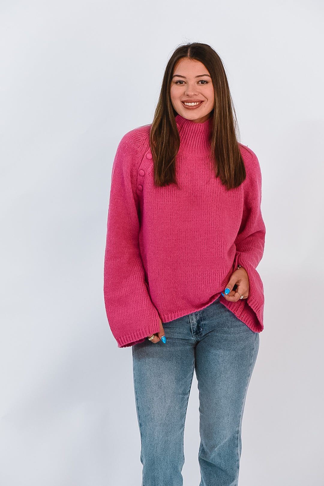 Fuchsia Flair Button Sweater