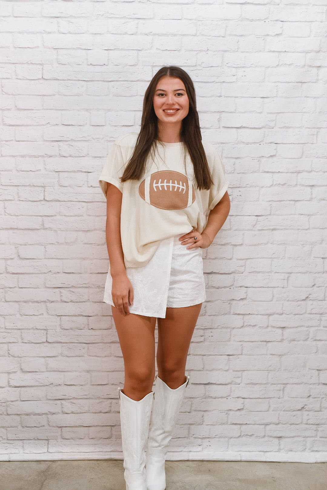 Oatmeal Game Day Football Oversized Top