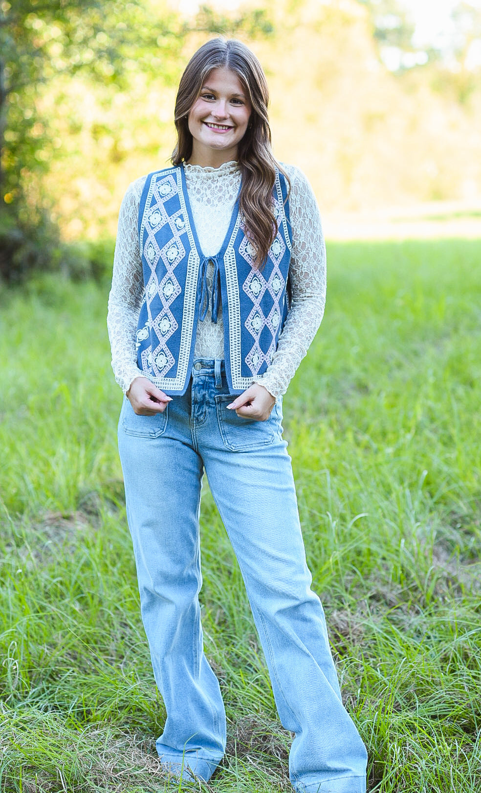 Vintage Bloom Tie-Front Vest