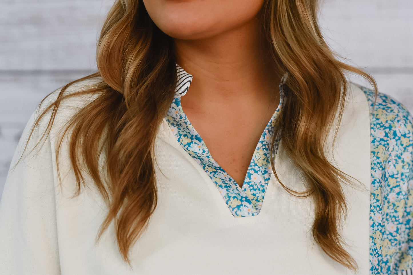Blooms Of Fall Floral And Stripe Top
