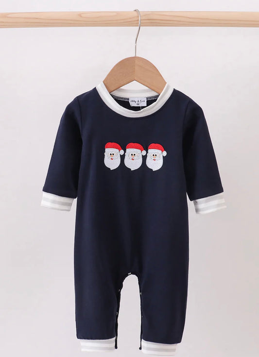 Navy Christmas Santa Claus Romper (Preorder)
