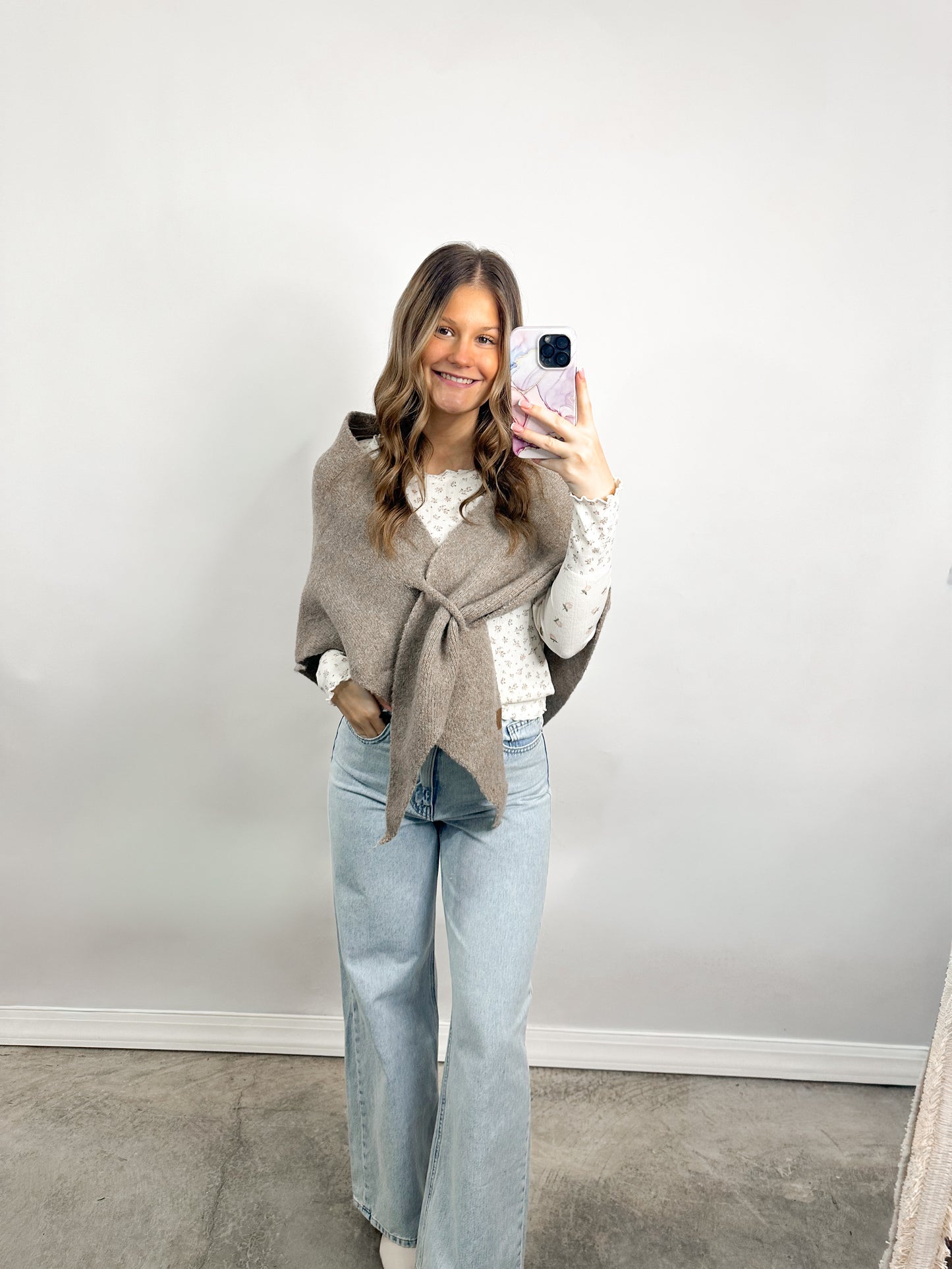 Forever Fall Tan Shawl Poncho Top