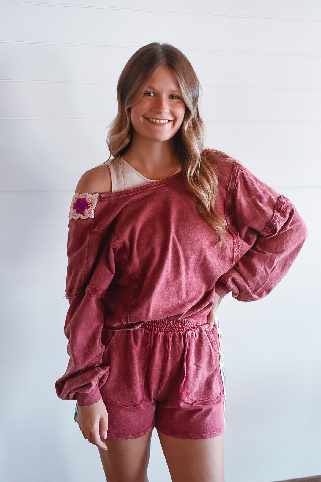Sunset Stitches Mineral Wash Lounge Set