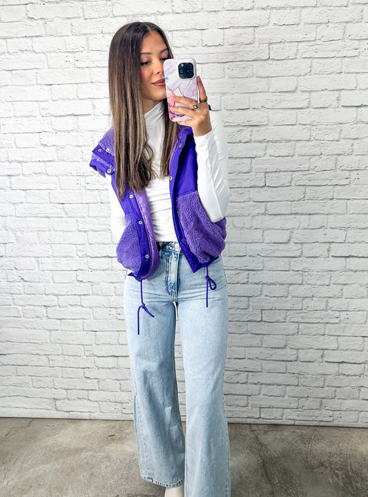 Cozy Pop Reversible Vest — Violet