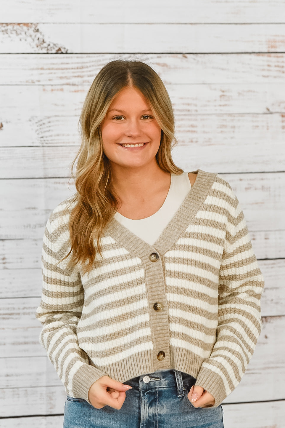 Mocha Stripe Cozy Cardigan