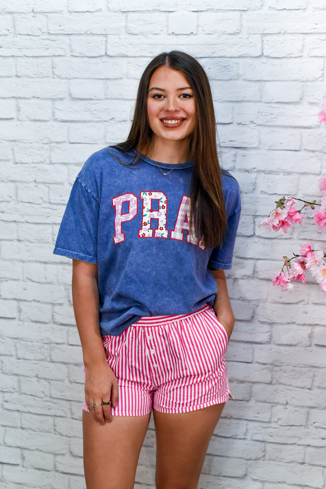 Pink Stripe Lounge Shorts – Soft Elastic Waist Casual Shorts