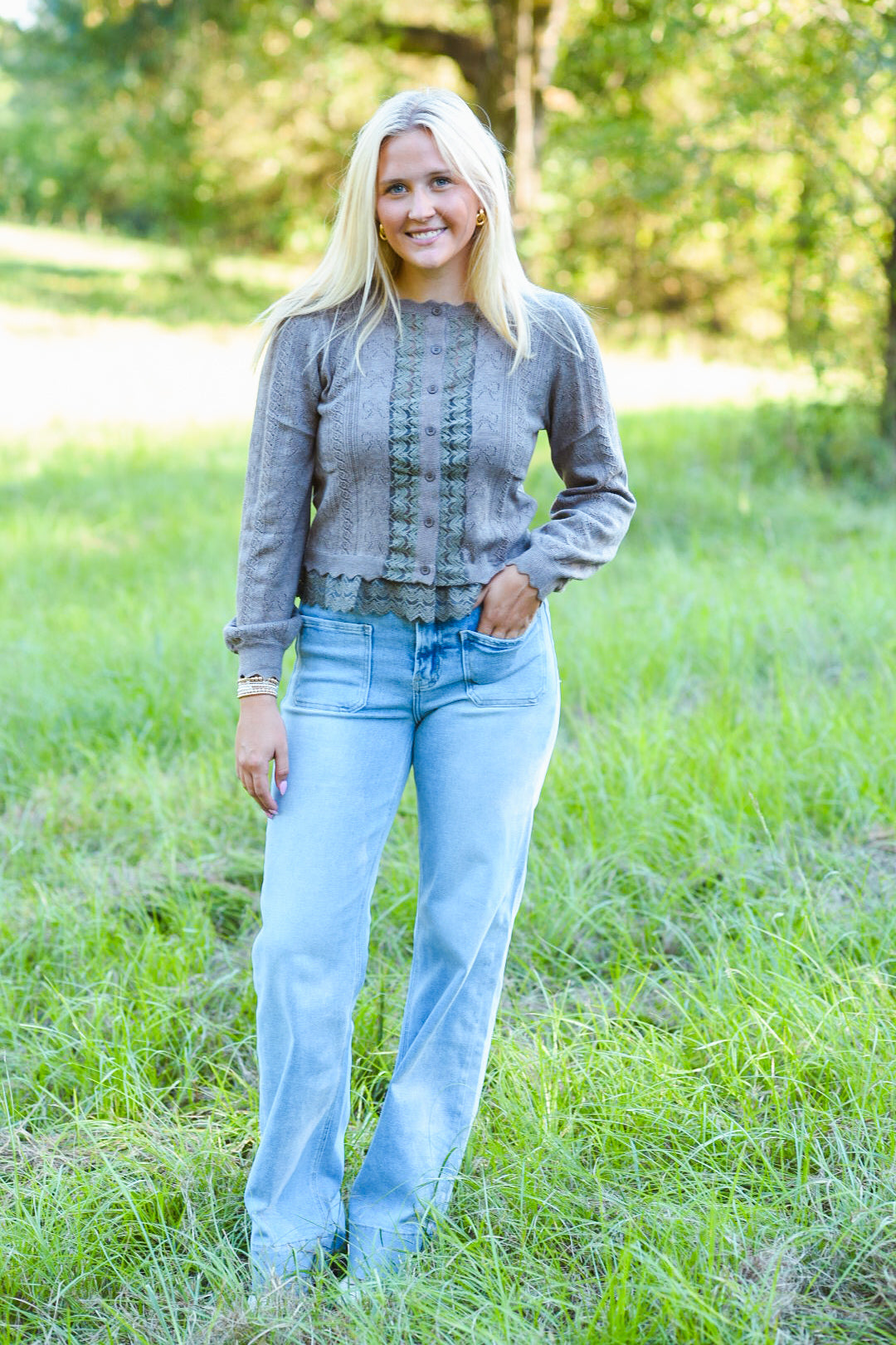 Lace & Layers Button-Front Cardigan
