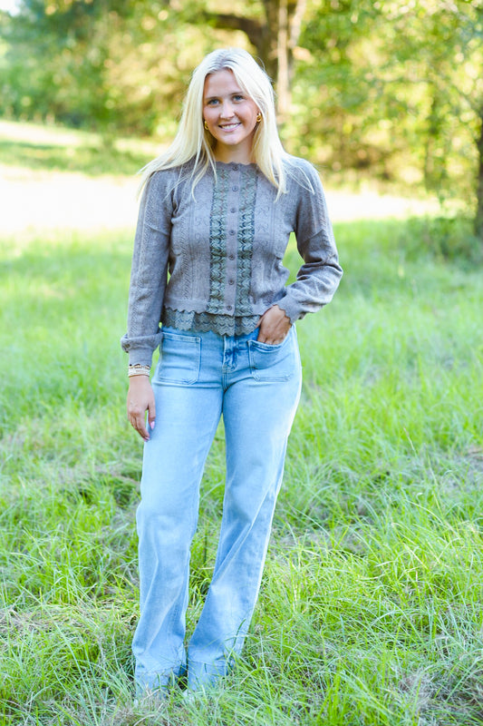 Lace & Layers Button-Front Cardigan