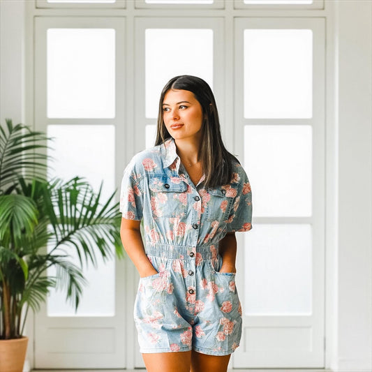 Coastal Charm Floral Romper