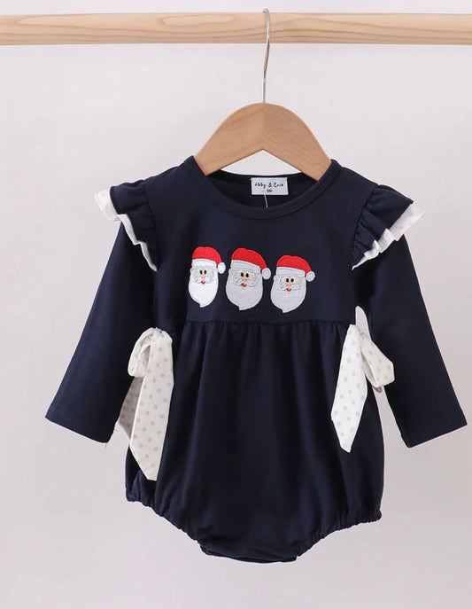Girls Navy Embroidered Bubble (Preorder)