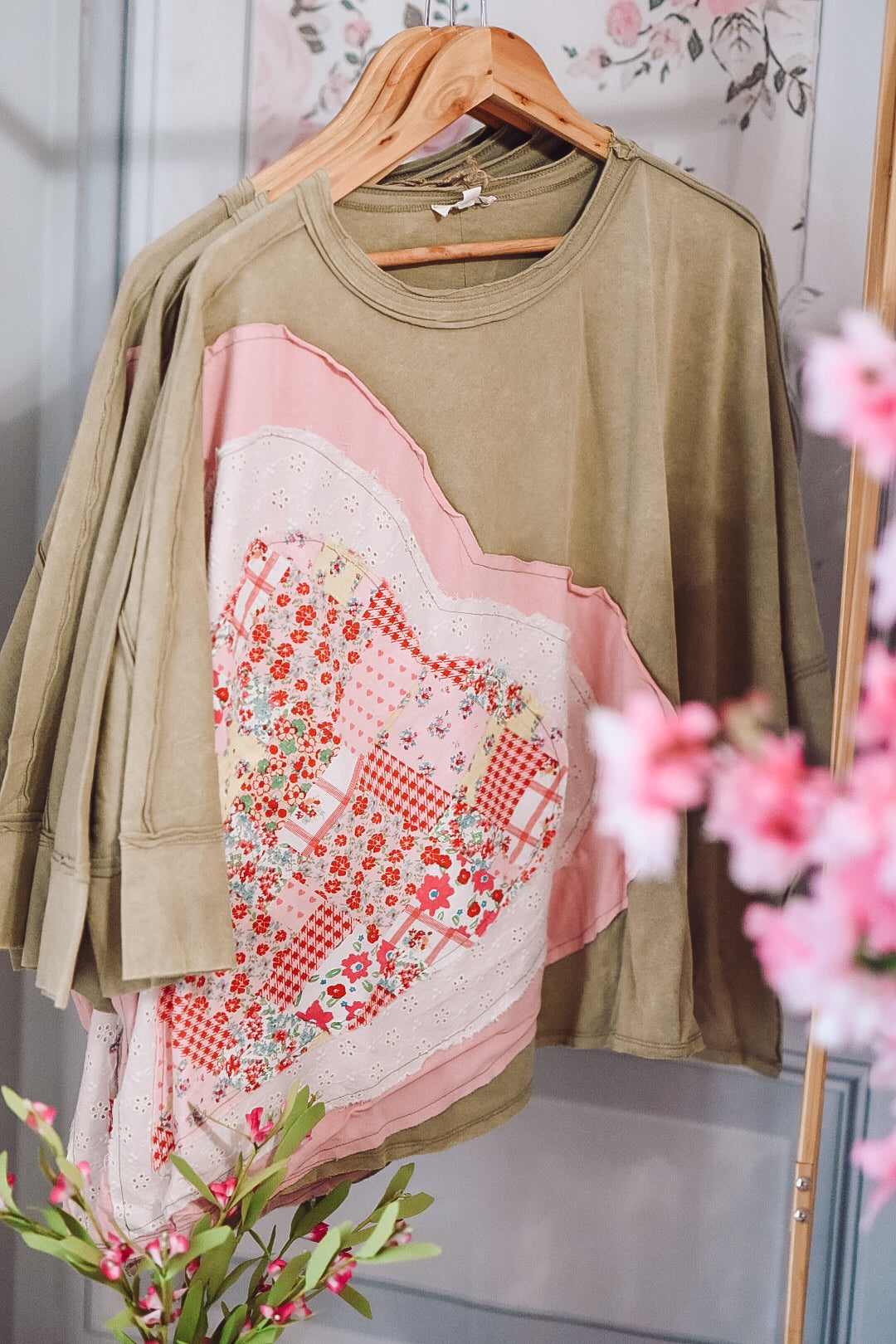 Sage Patchwork Heart Top