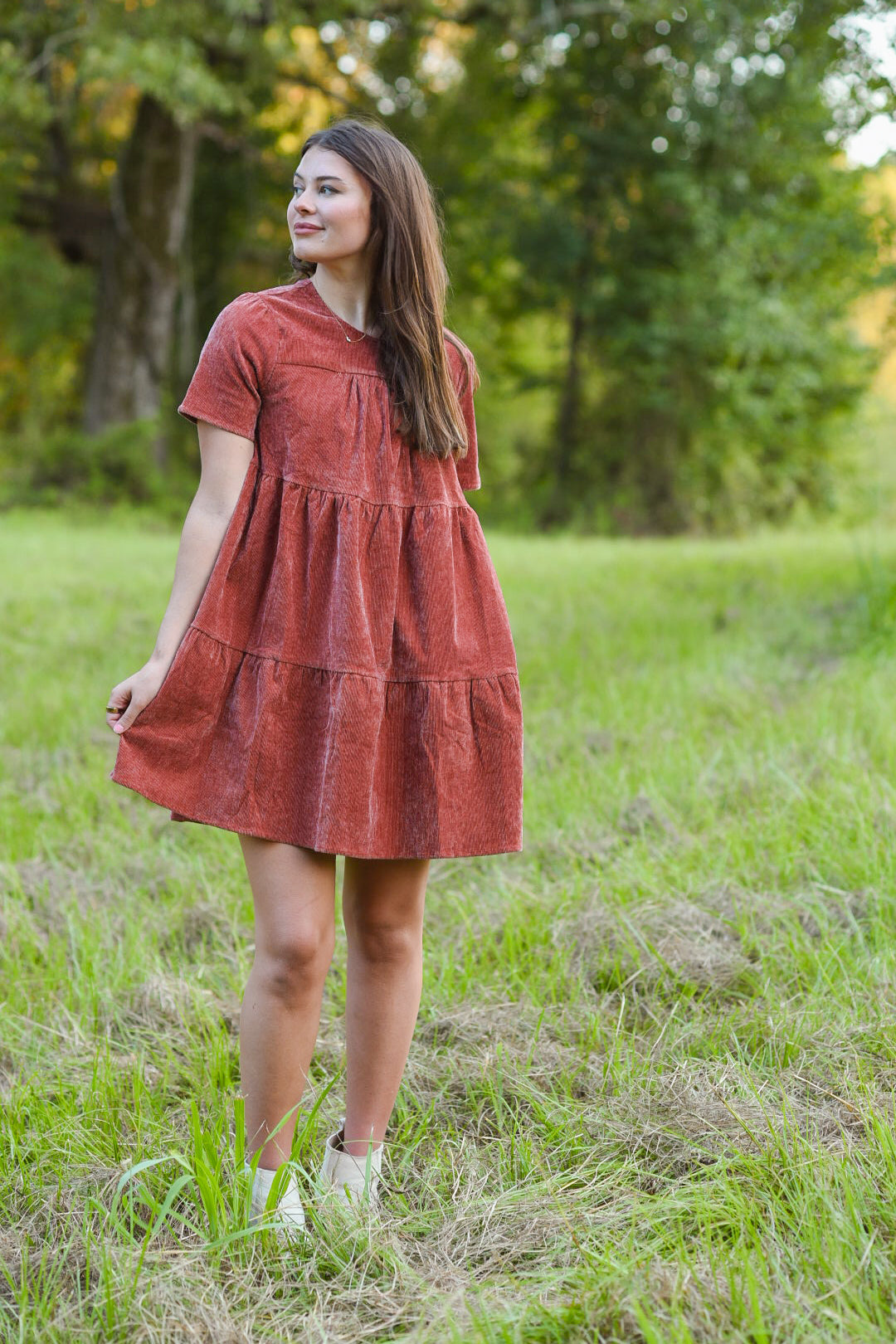 The Cinnamon Stroll Corduroy Dress