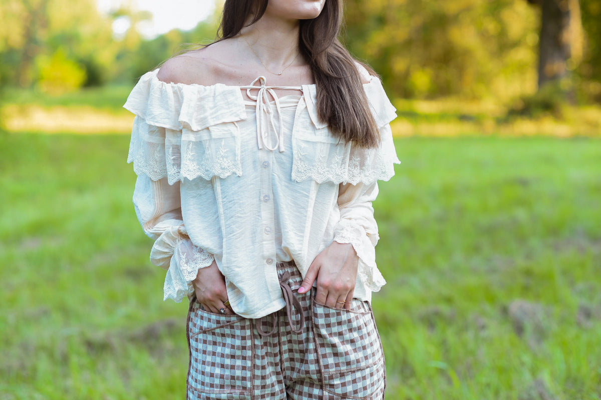 Vintage Romance Lace Ruffle Blouse