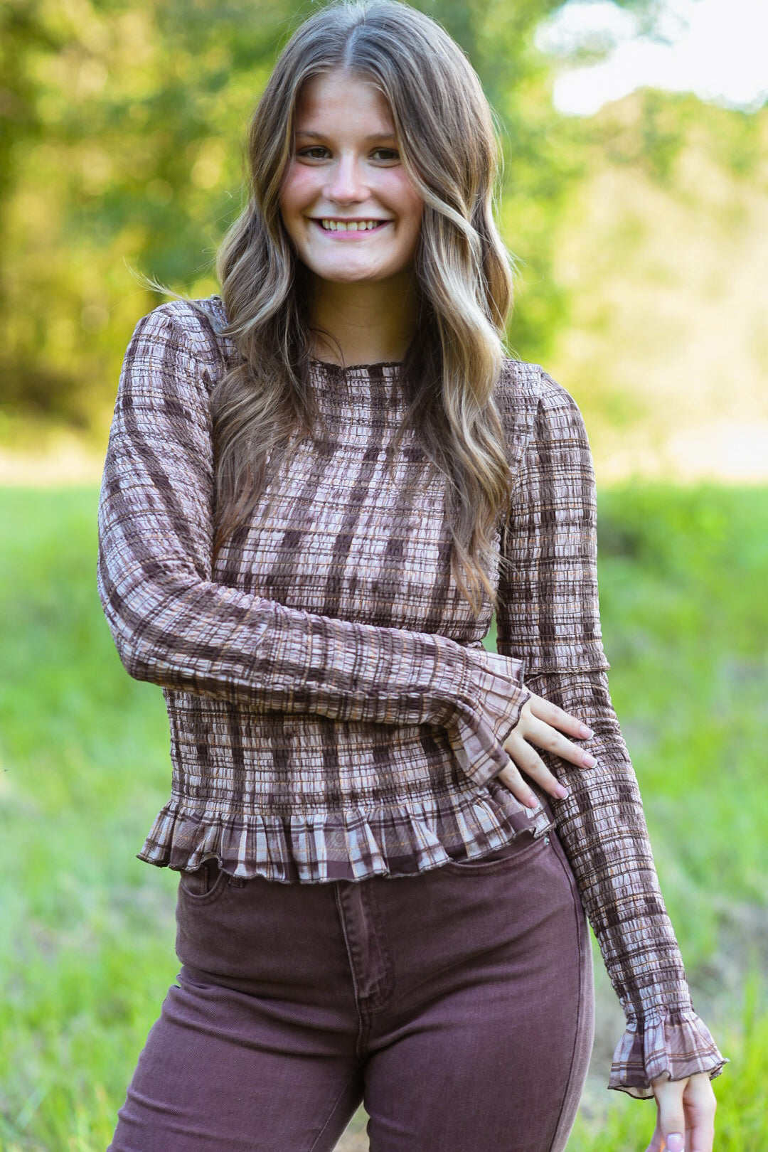 The Mocha Moment Smocked Top
