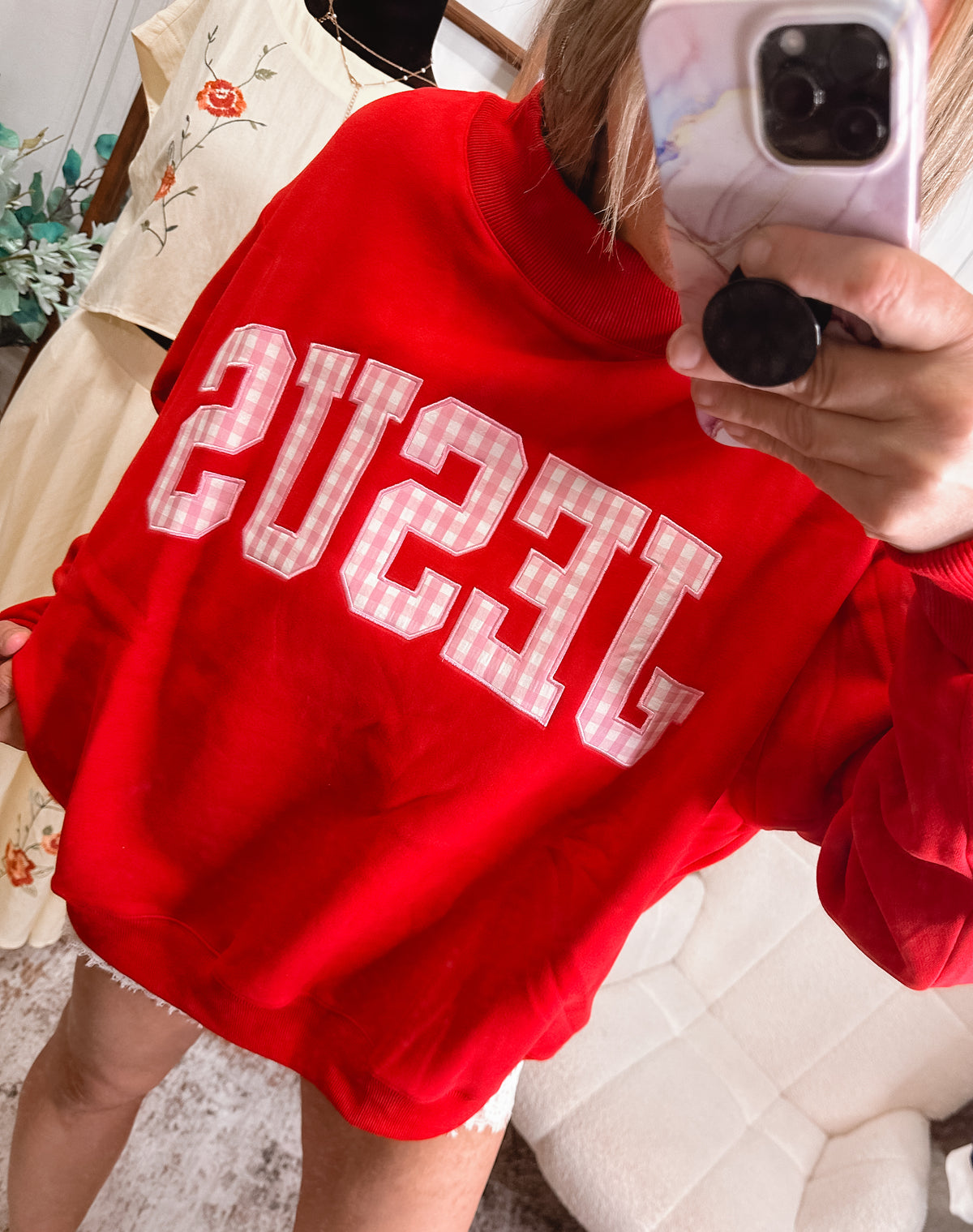 Sweet on Jesus Gingham Sweatshirt