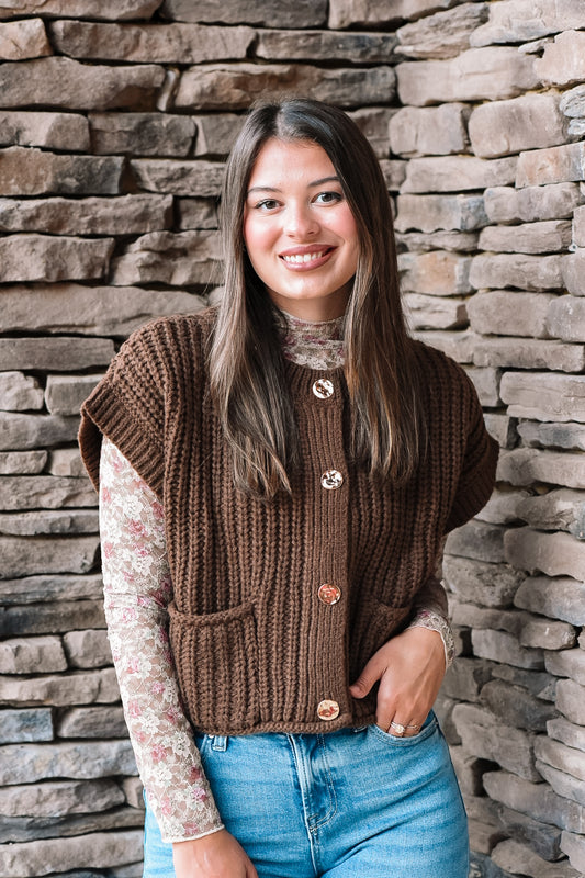 Cocoa Knit Button Vest