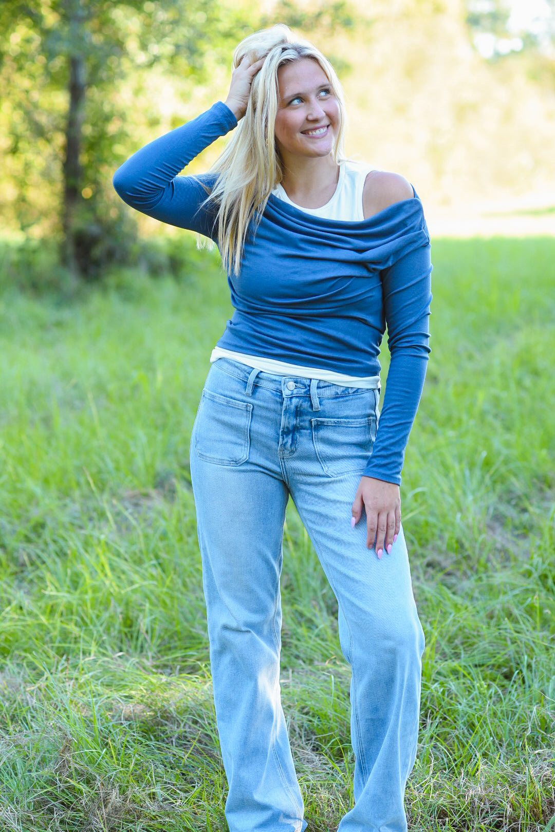 Coastal Layers Off-the-Shoulder Top