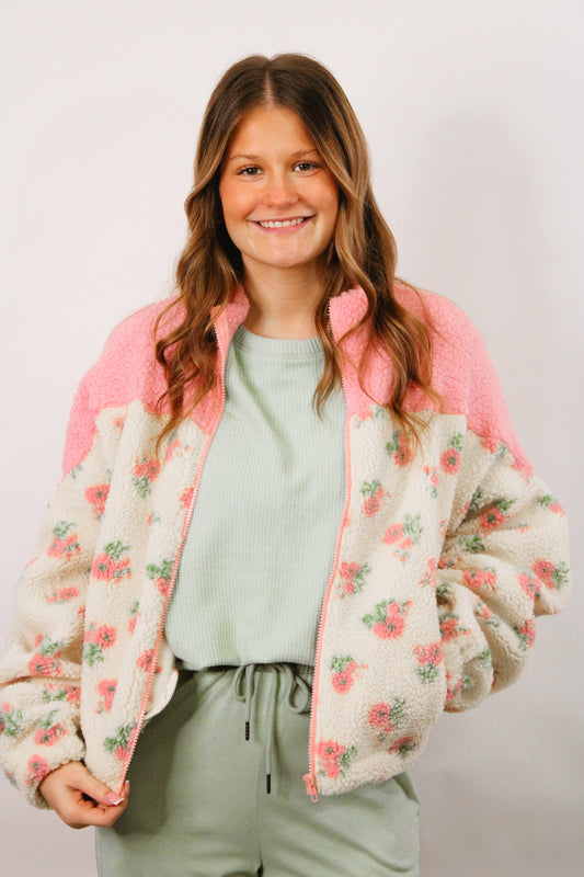 Sweet Blossom Sherpa Zip Jacket