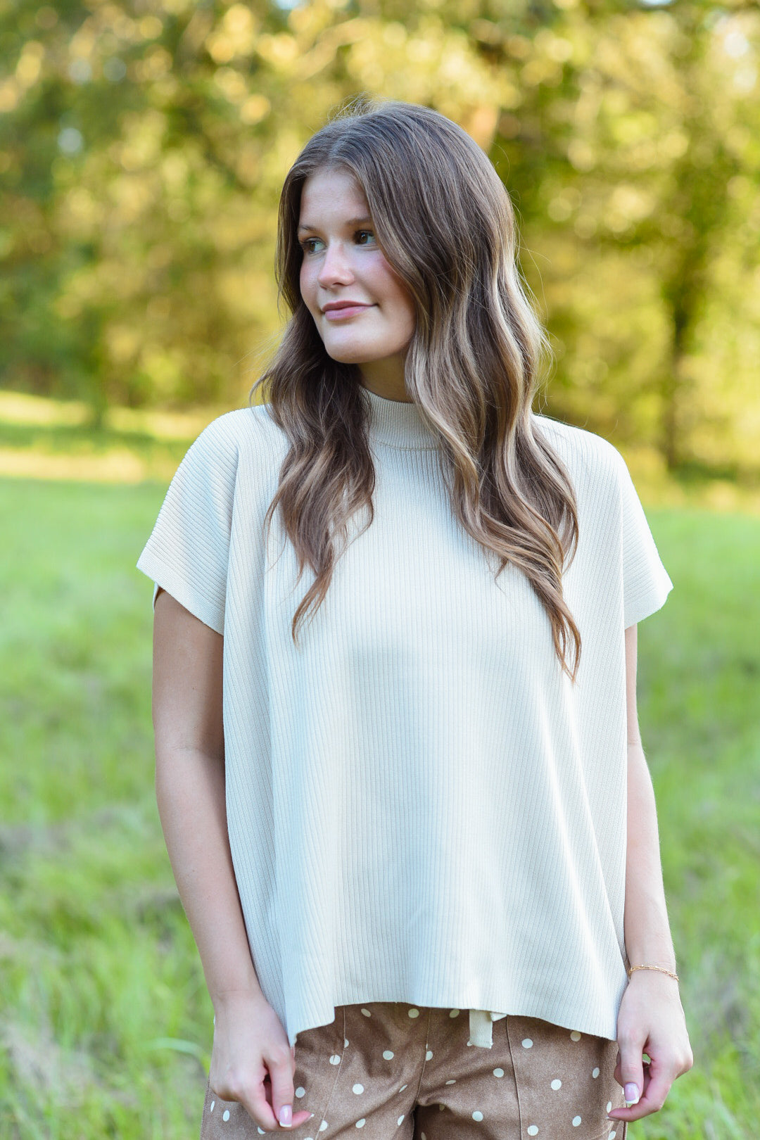 Simply Refined Ribbed Mock Neck Top