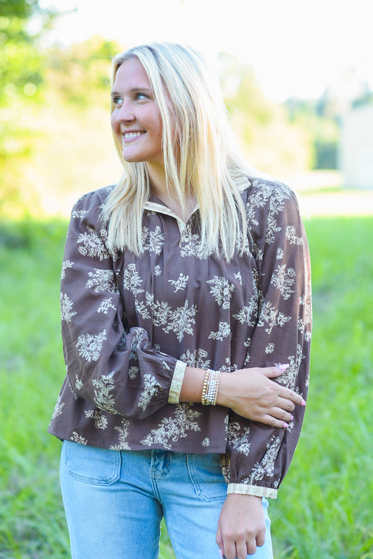 The Mocha Meadow Floral Top