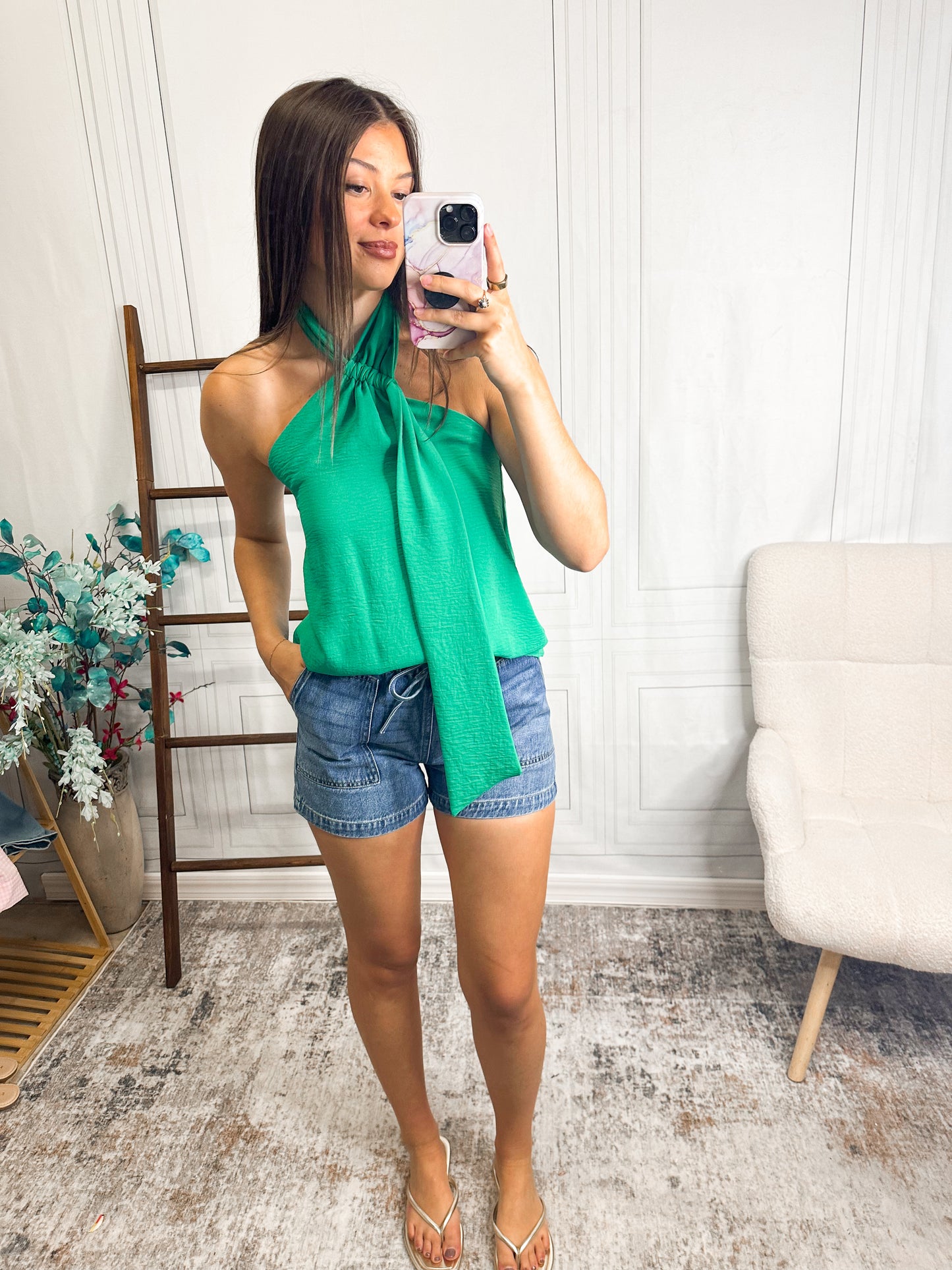 Emerald Twist Halter Top