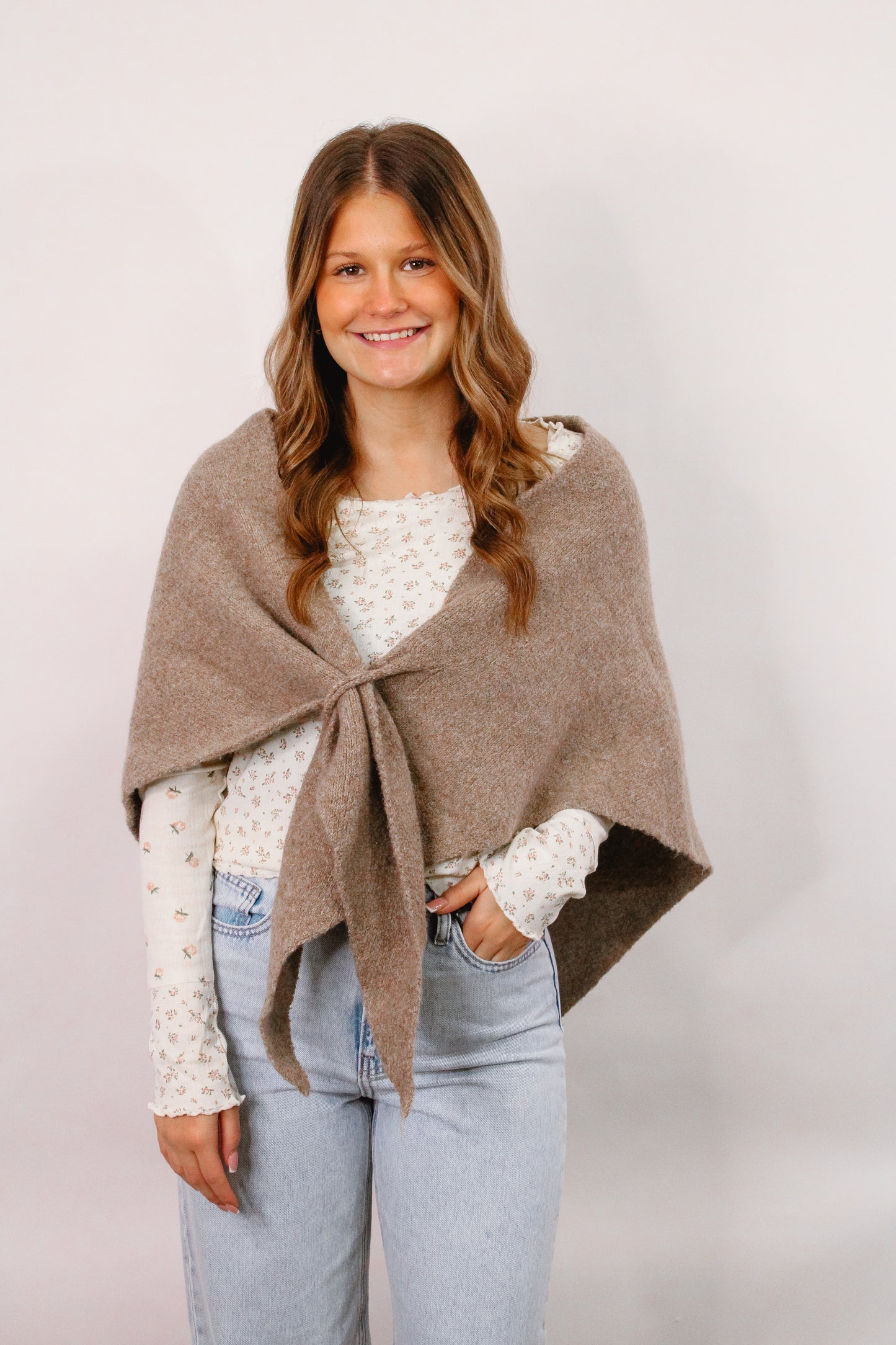 Forever Fall Tan Shawl Poncho Top
