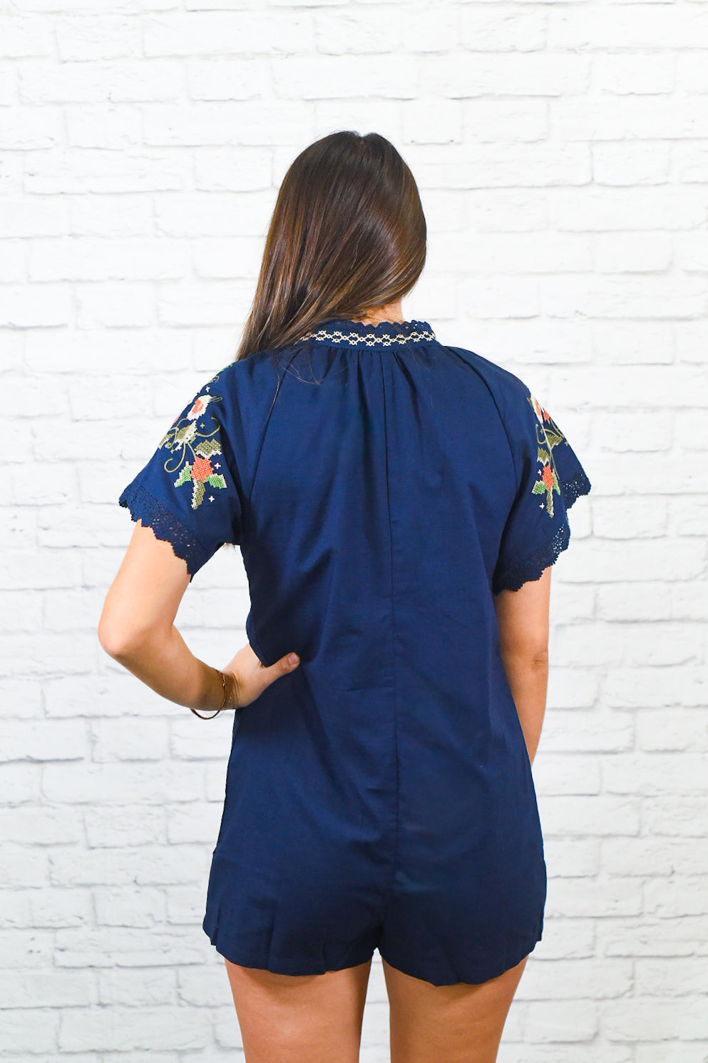 Boho Blossom Embroidered Romper