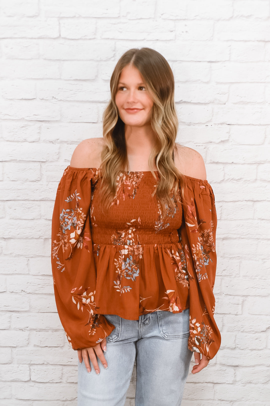 Autumn Muse Floral Peplum Top