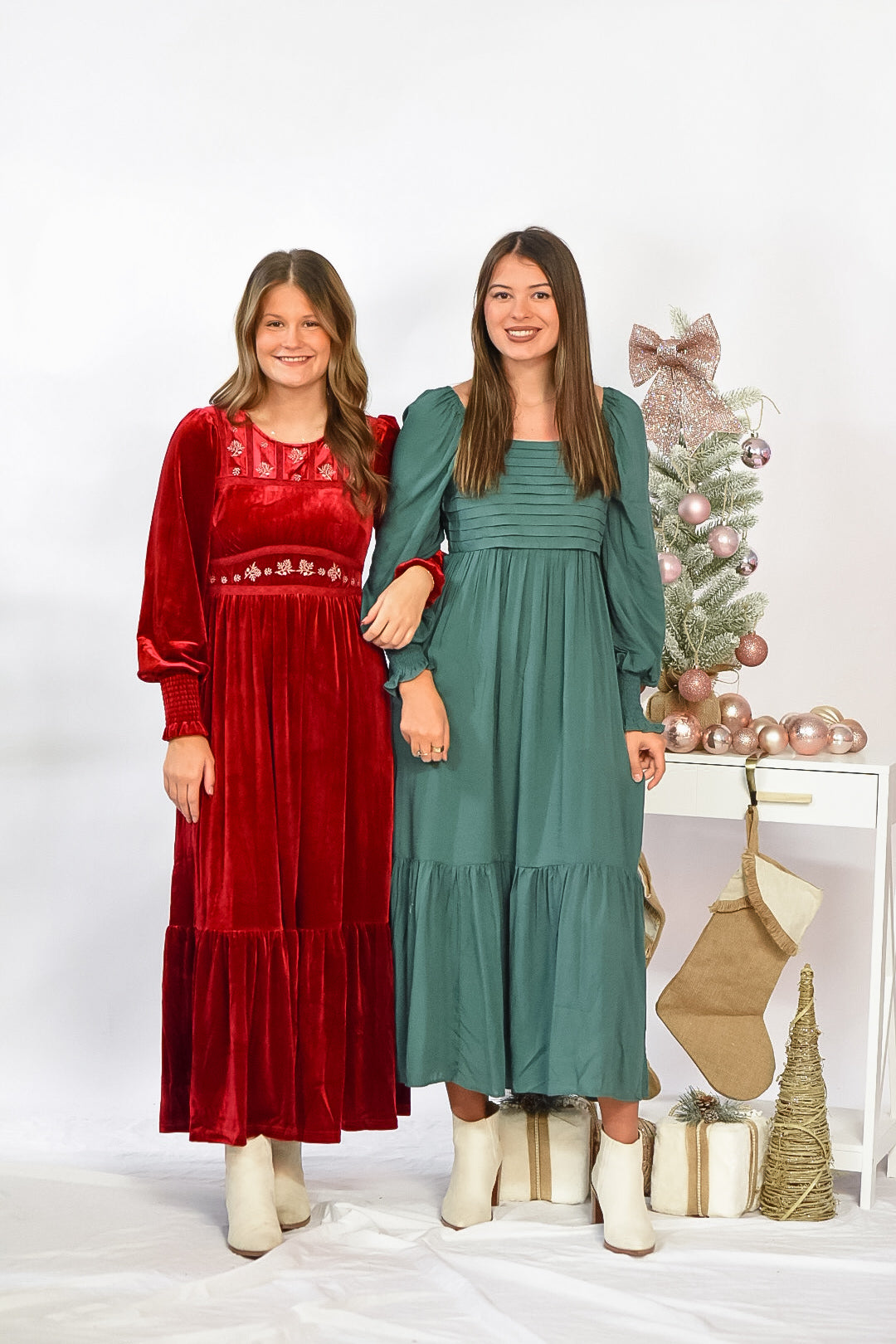 Emerald Grace Pleated Maxi Dress