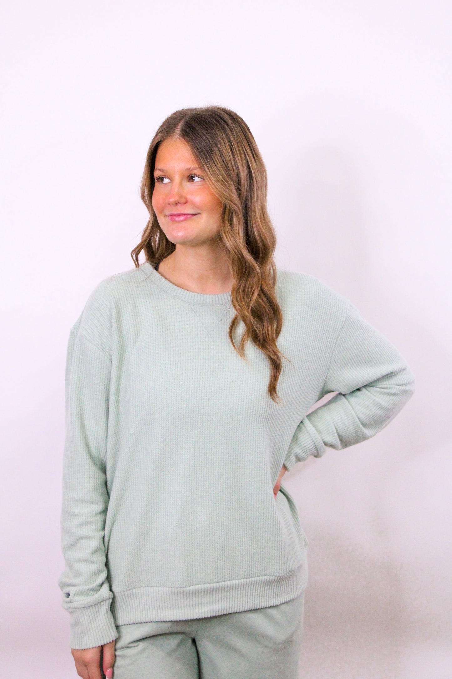 Sage Soft Waffle Top