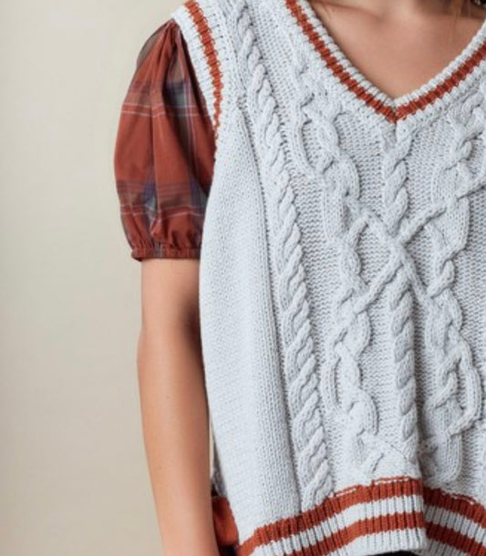 Harvest Plaid Sleeve Sweater Vest