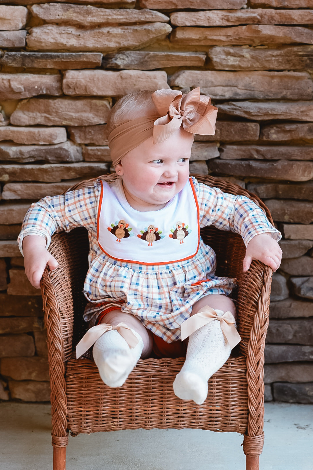 Orange Turkey Embroidered Bloomer Set