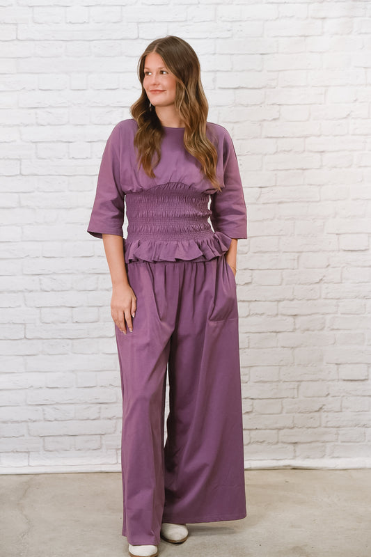 Plum Perfect Smocked Waist Pant Set