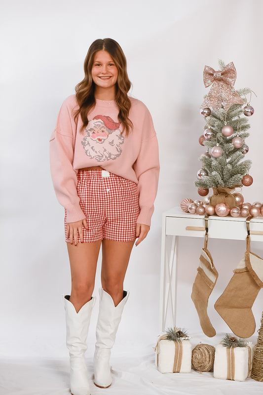 Pink Retro Santa Sweater