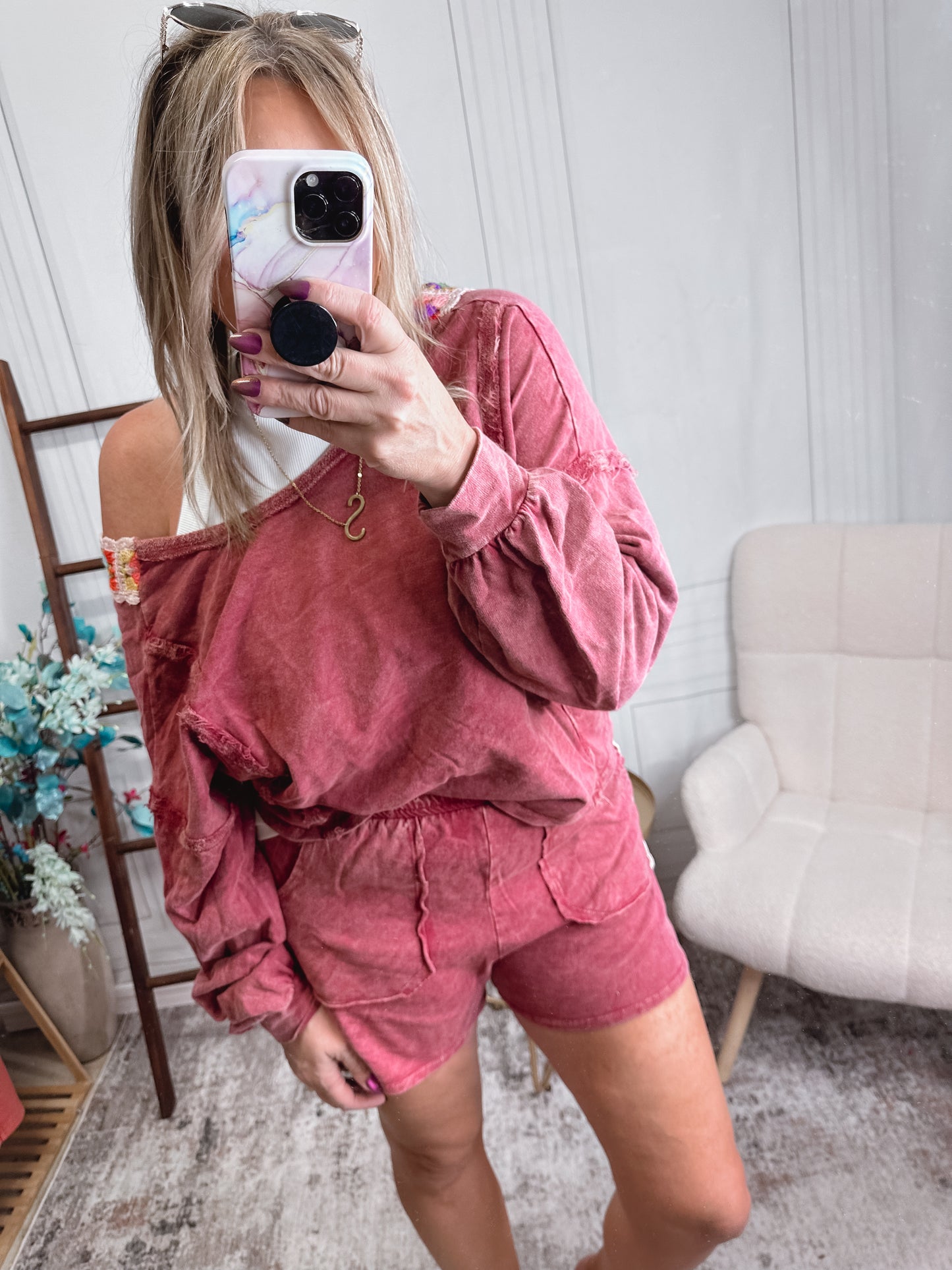 Sunset Stitches Mineral Wash Lounge Set