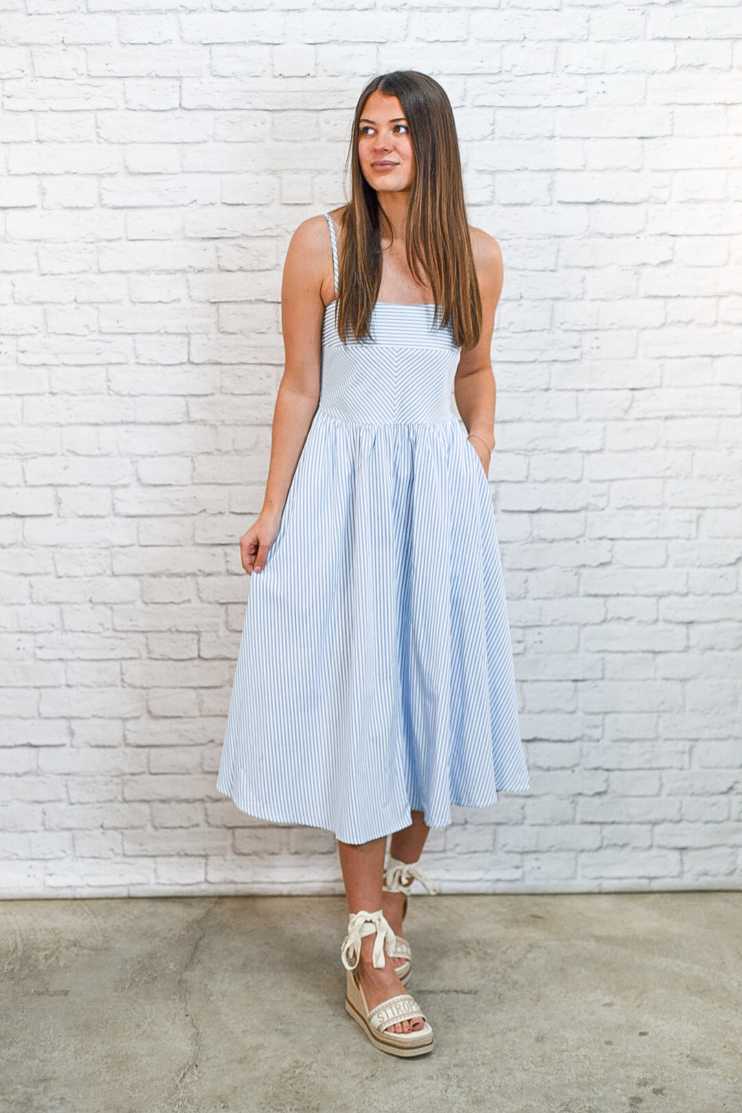 Blue Skies Striped Midi Dress