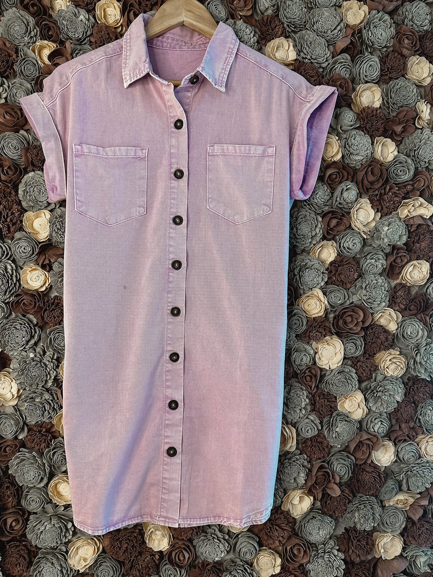 Lavender Rush Button Down Shirt Dress