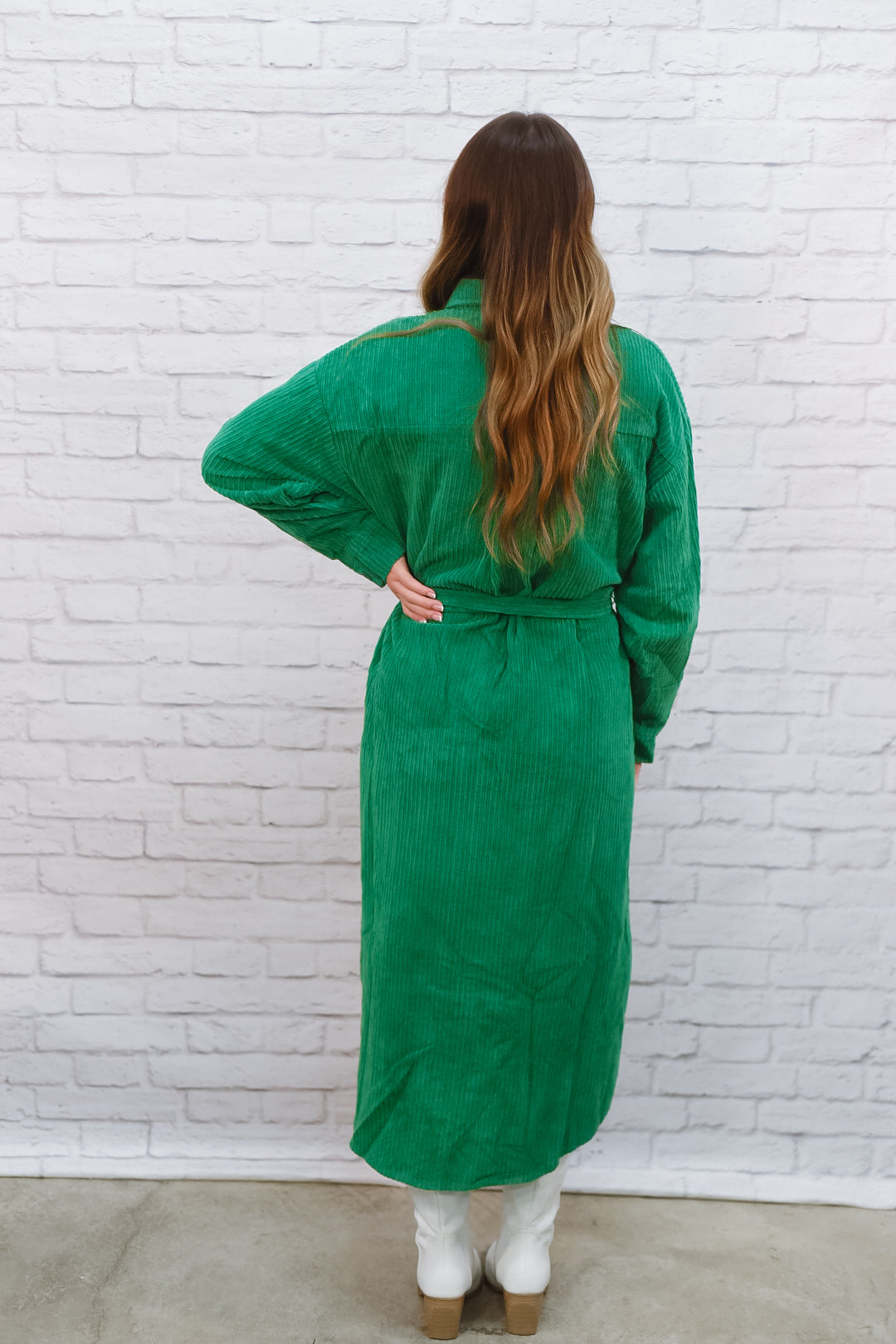 Emerald Avenue Corduroy Midi Dress